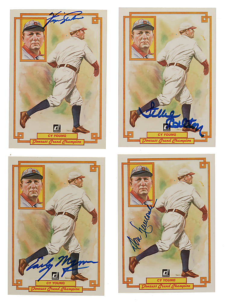 Signed 1984 Donruss Grand Champions #31 Cy Young Collection (15) Including Fergie Jenkins, Early Wynn and Steve Carlton