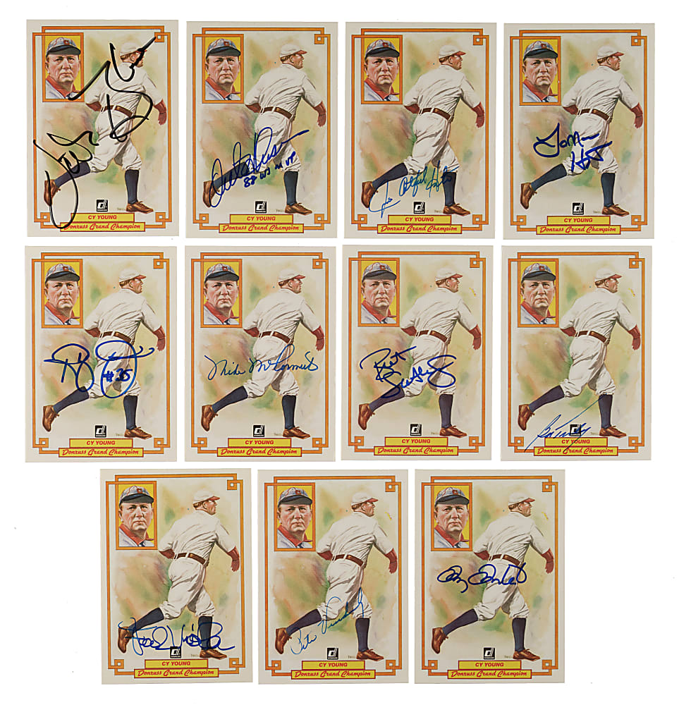 Signed 1984 Donruss Grand Champions #31 Cy Young Collection (15) Including Fergie Jenkins, Early Wynn and Steve Carlton