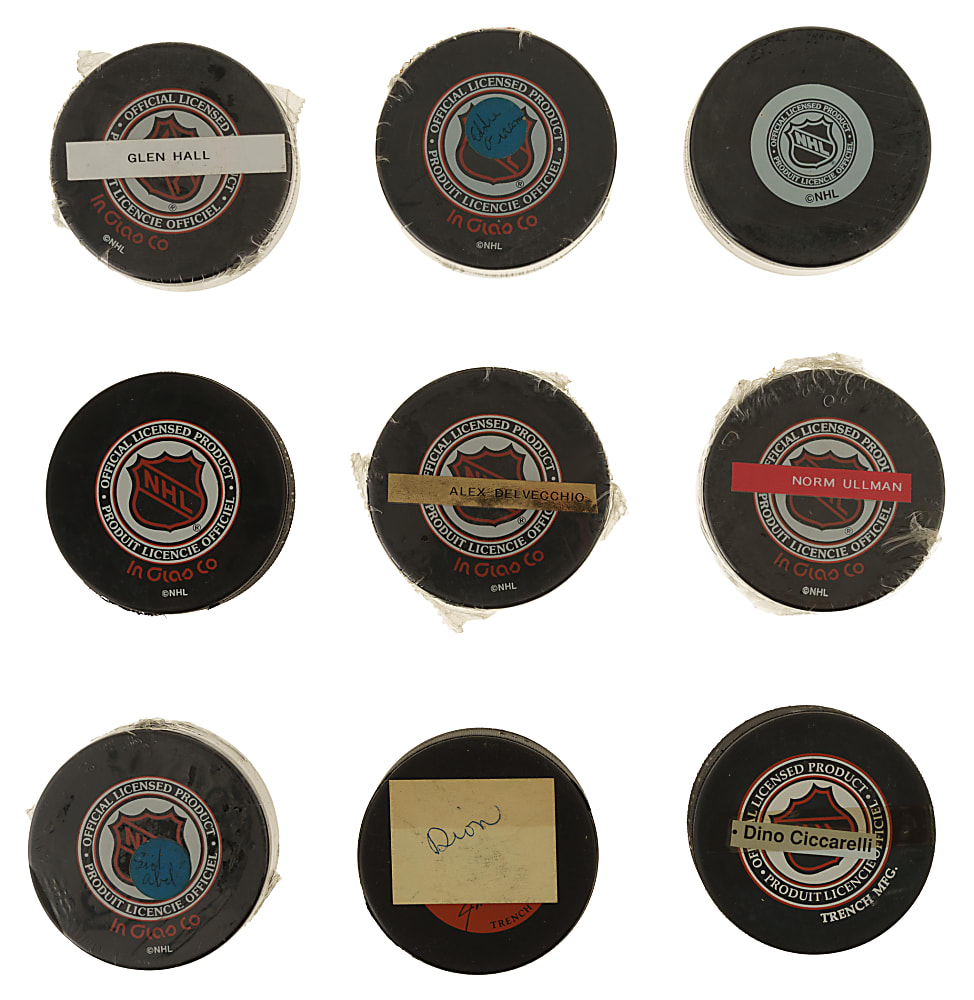 Detroit Red Wings Hall of Famers and Stars Signed Hockey Puck Collection (9)