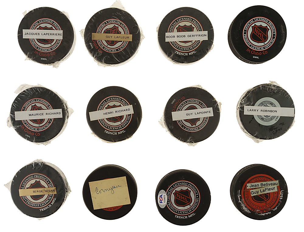 Montreal Canadiens Hall of Famers and Stars Signed Hockey Puck Collection (12)