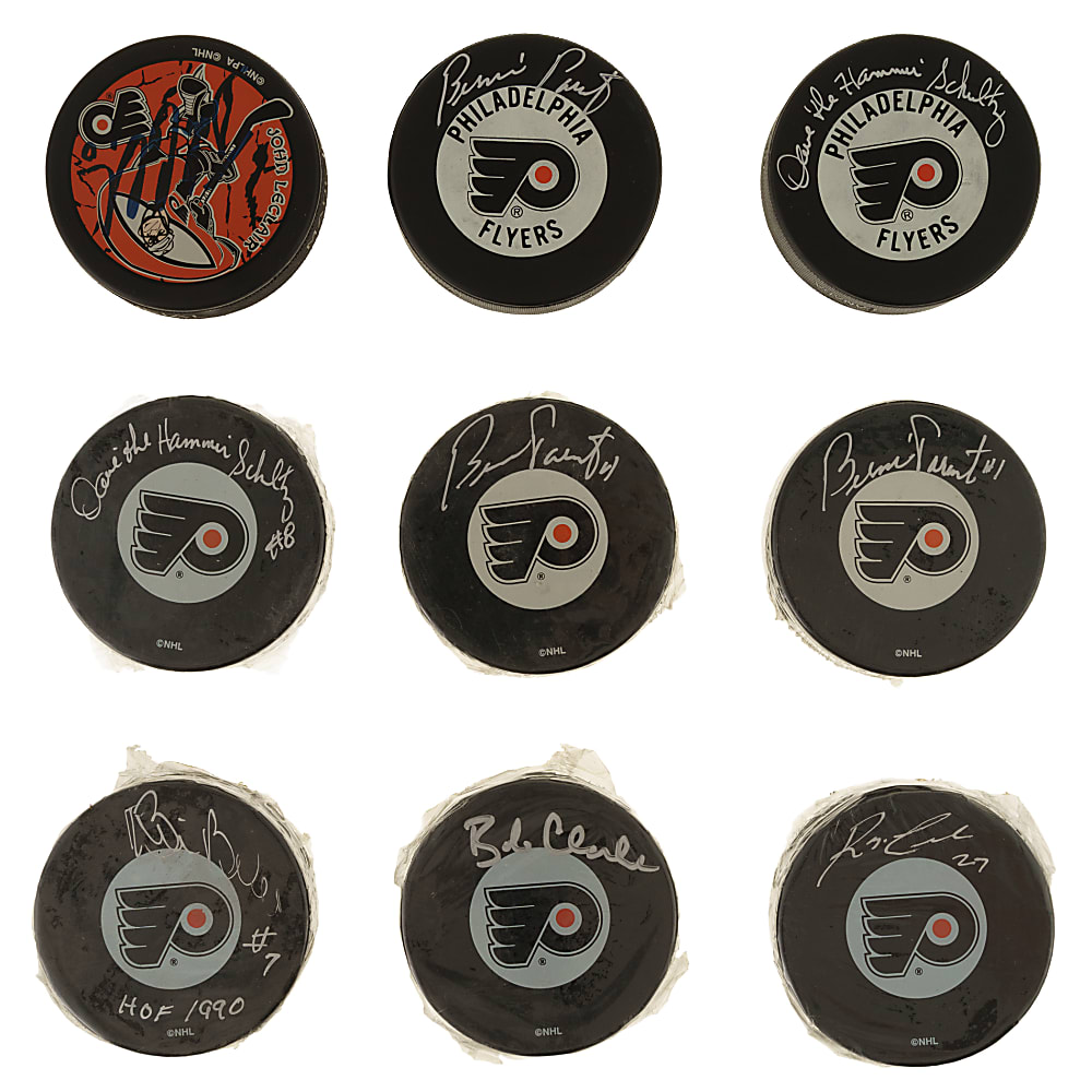 Philadelphia Flyers Hall of Famers and Stars Signed Hockey Puck Collection (9)