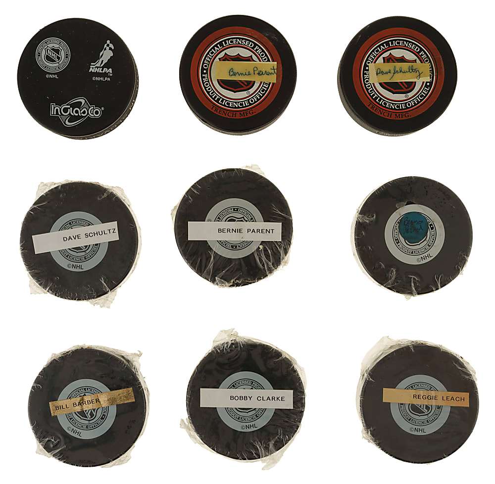 Philadelphia Flyers Hall of Famers and Stars Signed Hockey Puck Collection (9)