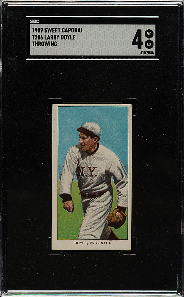 1909-1911 T206 White Border Larry Doyle Throwing SGC VG/EX 4