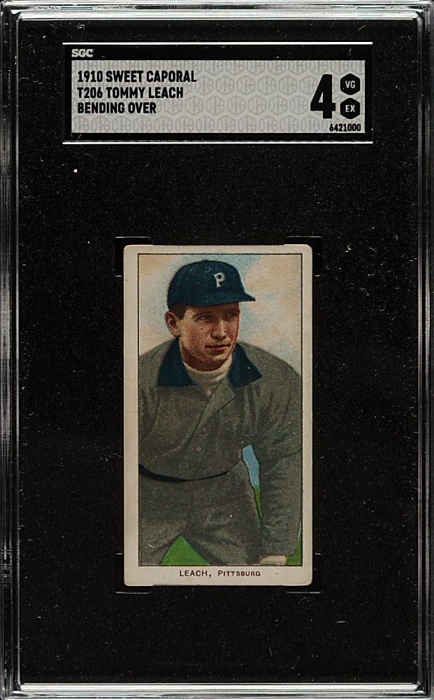 1909-1911 T206 White Border Tommy Leach Bending Over SGC VG/EX 4