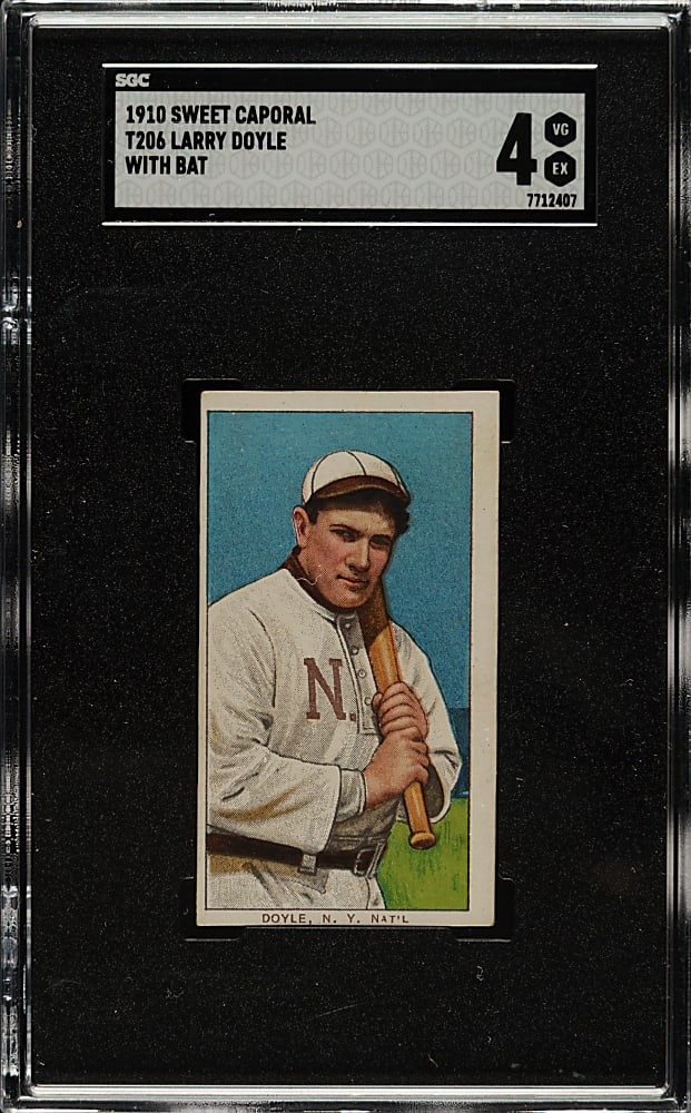 1909-1911 T206 White Border Larry Doyle with Bat SGC VG/EX 4