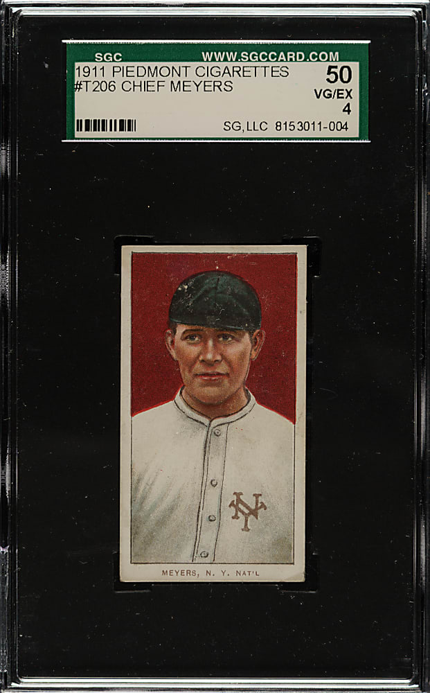 1909-1911 T206 White Border Chief Meyers SGC VG/EX 50