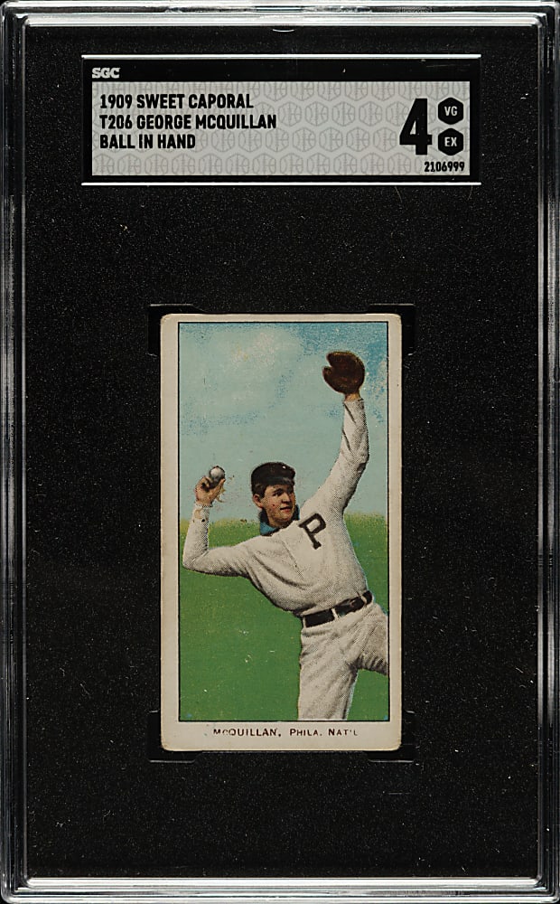 1909-1911 T206 White Border George McQuillan Ball In Hand SGC VG/EX 4