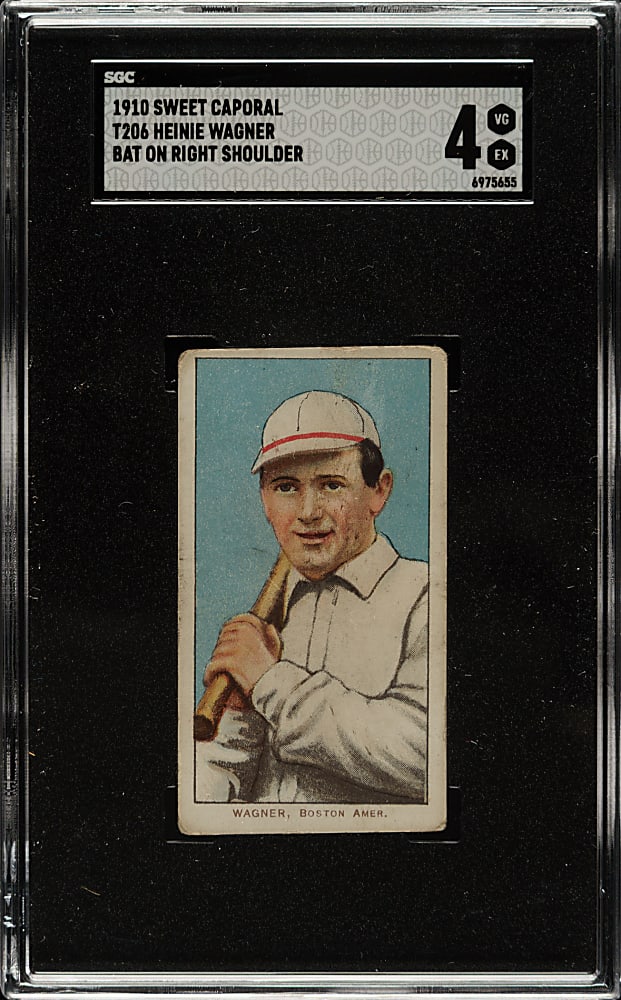 1909-1911 T206 White Border Heinie Wagner Bat On Right Shoulder SGC VG/EX 4