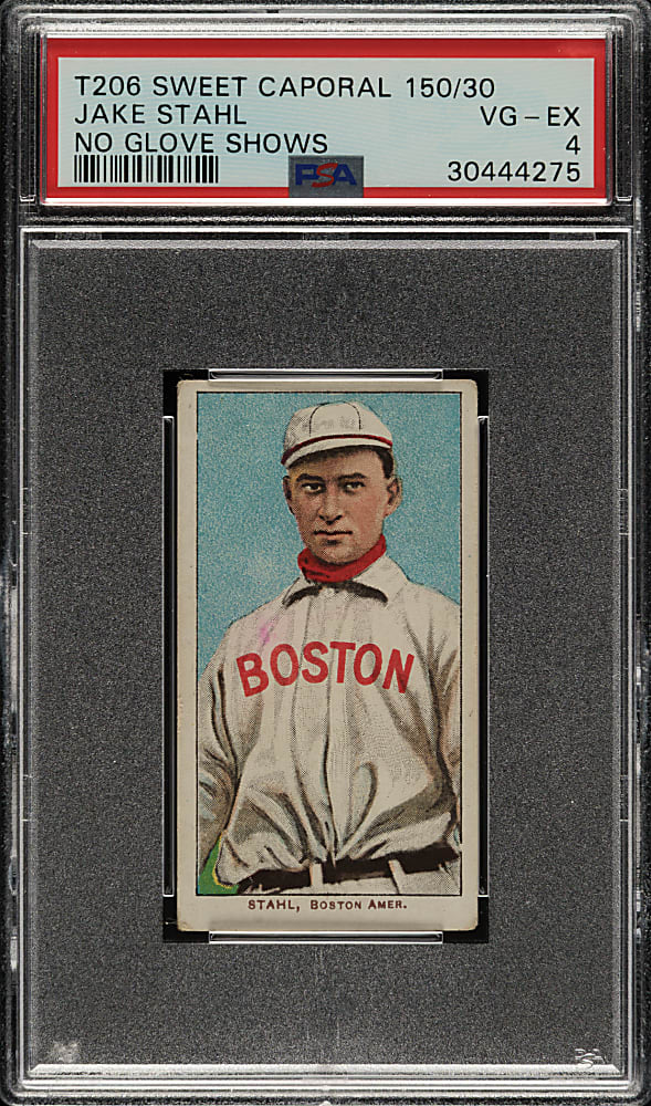 1909-1911 T206 White Border Jake Stahl No Glove Showing PSA VG-EX 4