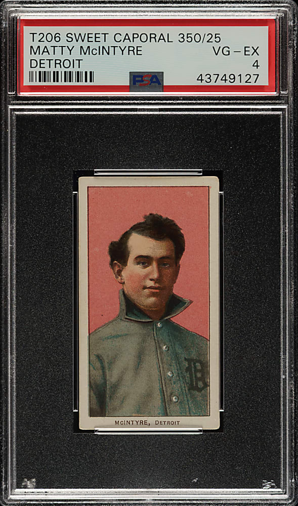 1909-1911 T206 White Border Matty McIntyre PSA VG-EX 4