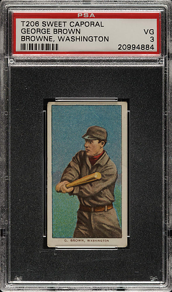 1909-1911 T206 White Border George Brown Washington PSA VG 3