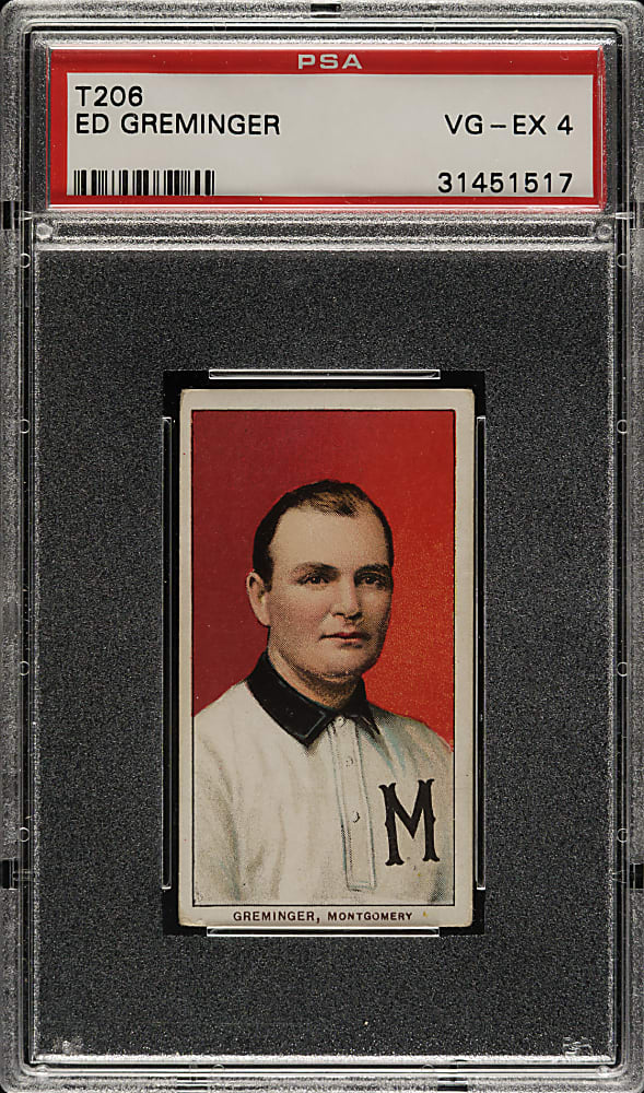 1909-1911 T206 White Border Ed Greminger Southern Leaguer PSA VG-EX 4