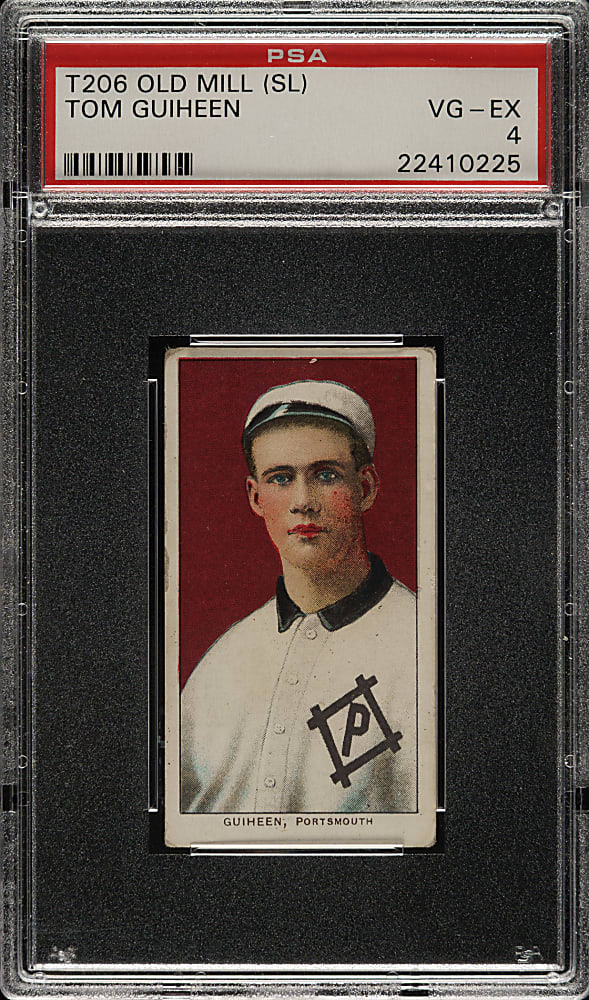 1909-1911 T206 White Border Tom Guiheen Southern Leaguer PSA VG-EX 4 - Old Mill Back