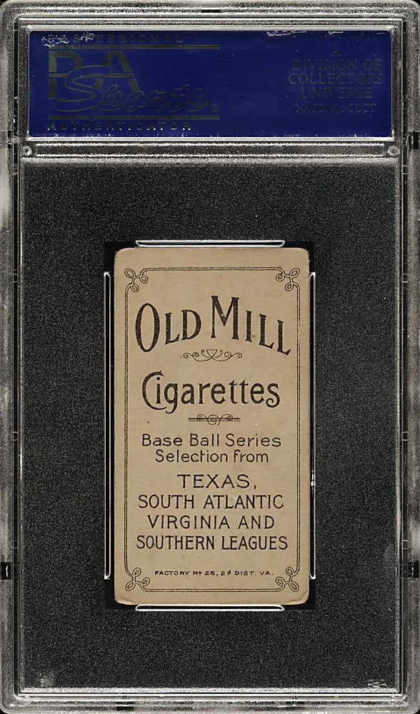 1909-1911 T206 White Border Perry Lipe Southern Leaguer PSA VG 3 - Old Mill Back