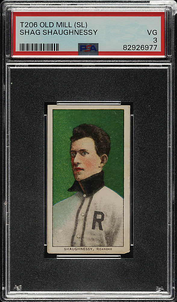 1909-1911 T206 White Border Shag Shaughnessy Southern Leaguer PSA VG 3 - Old Mill Back