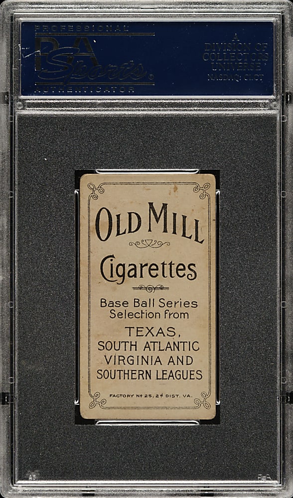1909-1911 T206 White Border Hub Perdue Southern Leaguer PSA VG 3 - Old Mill Back