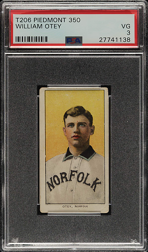 1909-1911 T206 White Border William Otey Southern Leaguer PSA VG 3