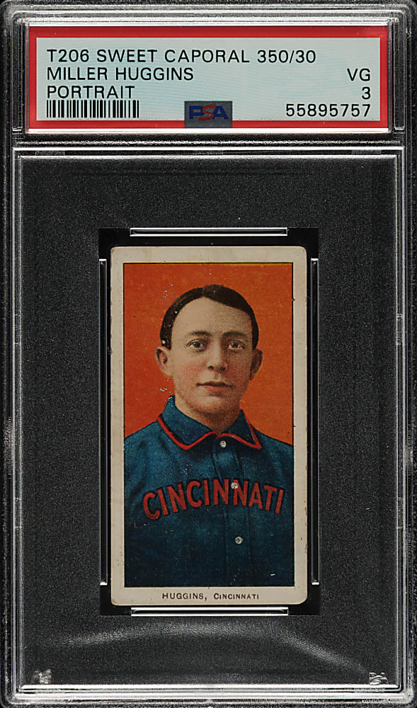1909-1911 T206 White Border Miller Huggins Portrait PSA VG 3