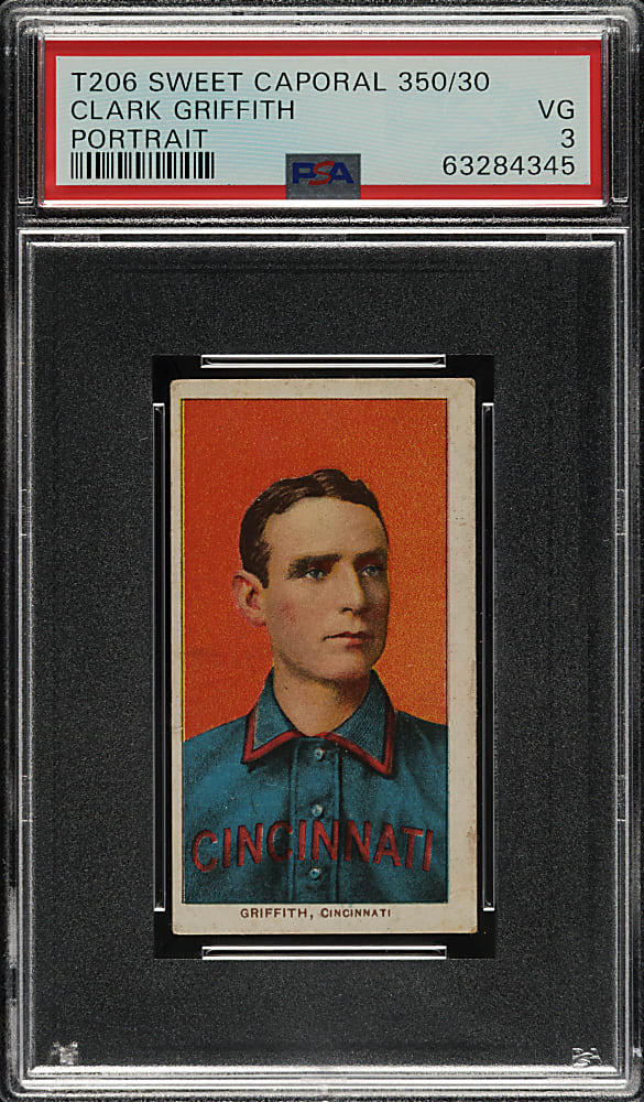 1909-1911 T206 White Border Clark Griffith Portrait PSA VG 3