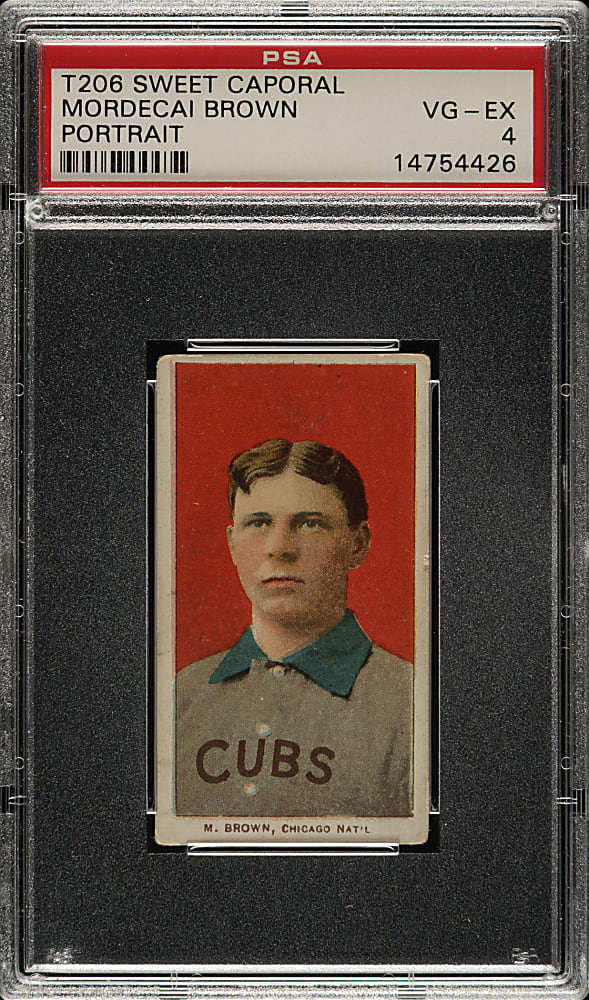 1909-1911 T206 White Border Mordecai Brown Portrait PSA VG-EX 4