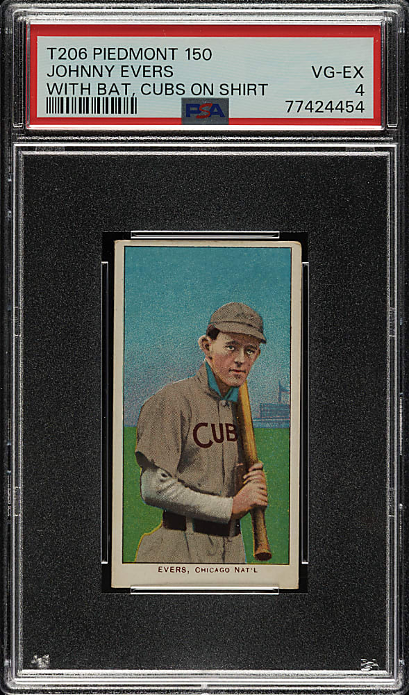 1909-1911 T206 White Border Johnny Evers with Bat, Cubs on Shirt PSA VG-EX 4