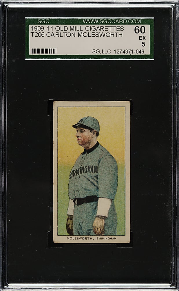 1909-1911 T206 White Border Carlton Molesworth Southern Leaguer SGC EX 60 - Old Mill Back