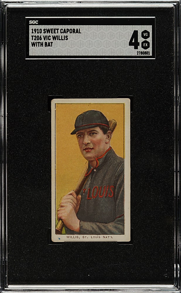 1909-1911 T206 White Border Vic Willis with Bat SGC VG/EX 4