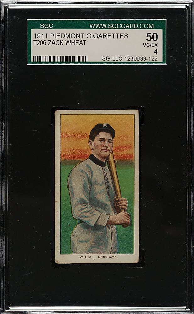 1909-1911 T206 White Border Zack Wheat Rookie SGC VG/EX 50