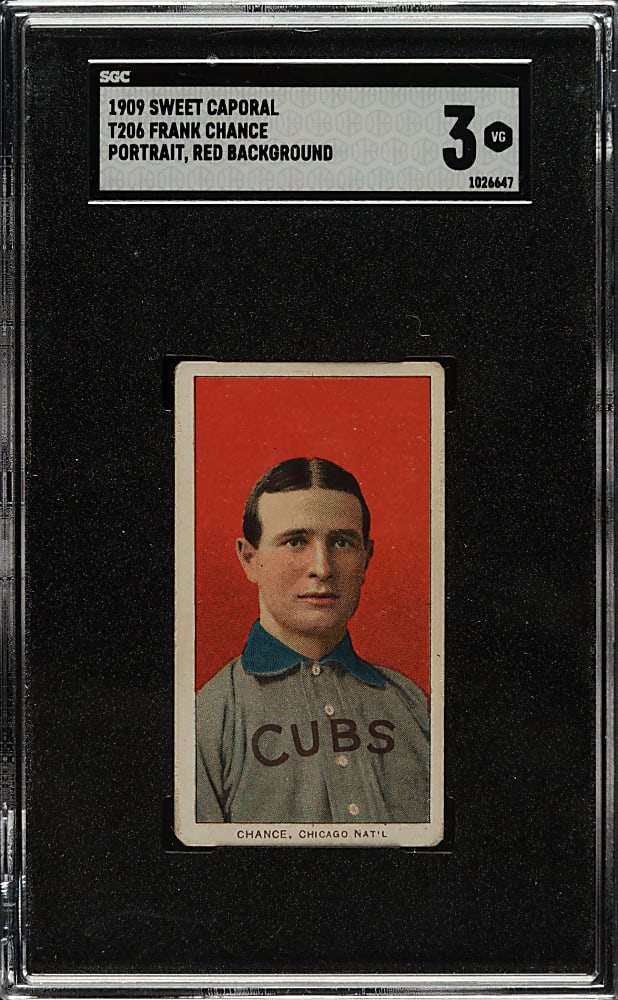 1909-1911 T206 White Border Frank Chance Portrait Red Background SGC VG 3