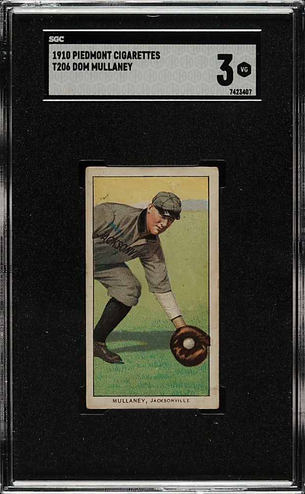 1909-1911 T206 White Border Dom Mullaney Southern Leaguer SGC VG 3