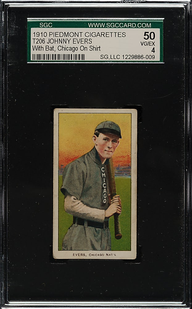 1909-1911 T206 White Border Johnny Evers with Bat, Chicago on Shirt SGC VG/EX 50