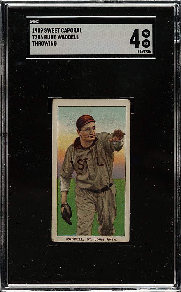 1909-1911 T206 White Border Rube Waddell Throwing SGC VG/EX 4