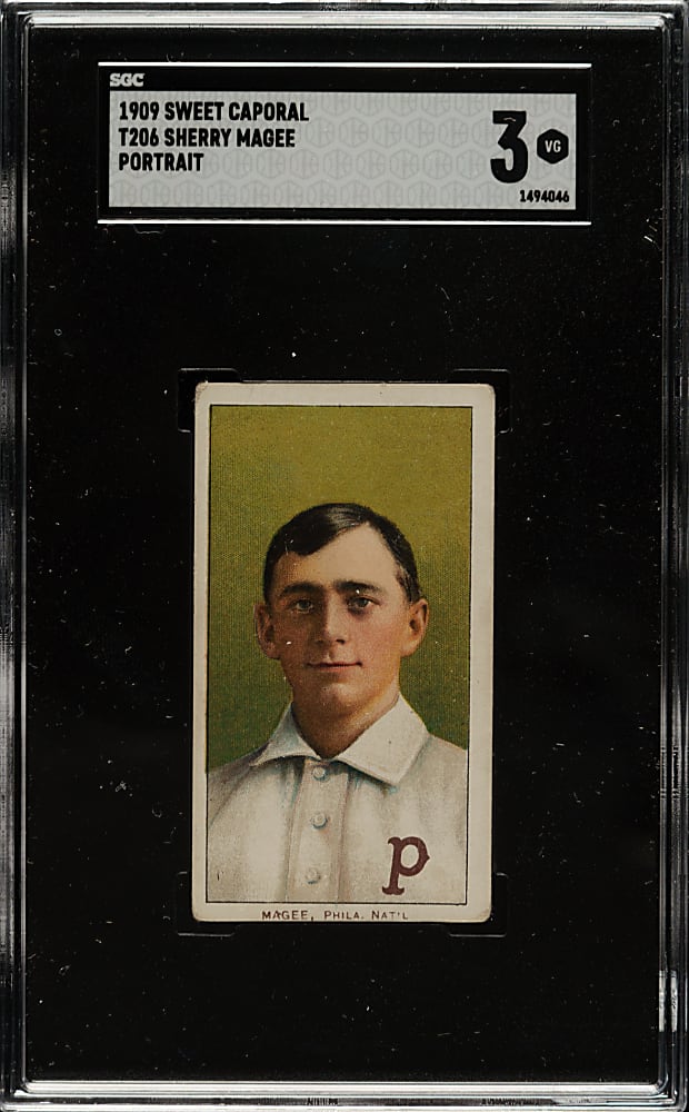 1909-1911 T206 White Border Sherry Magee Portrait SGC VG 3