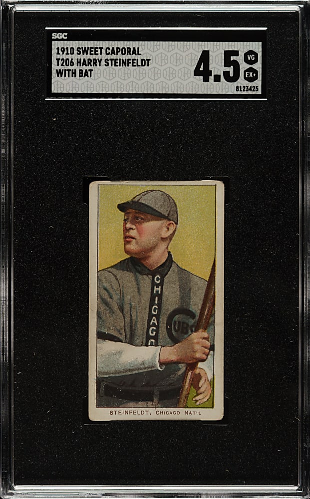 1909-1911 T206 White Border Harry Steinfeldt with Bat SGC VG/EX+ 4.5