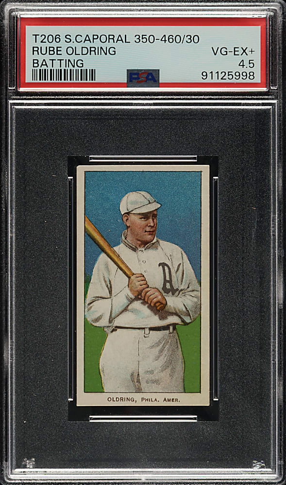 1909-1911 T206 White Border Rube Oldring Batting PSA VG-EX+ 4.5