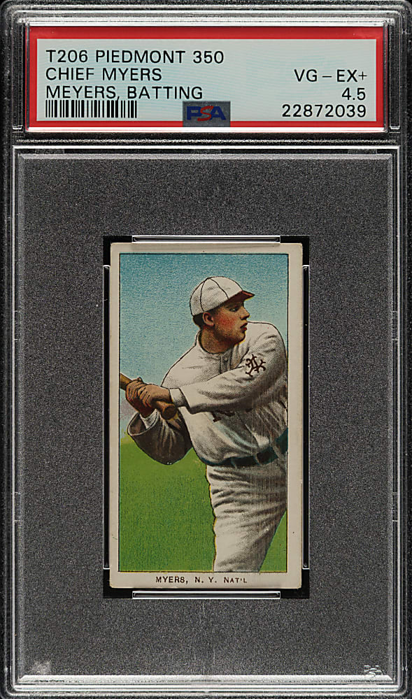 1909-1911 T206 White Border Chief Myers Batting PSA VG-EX+ 4.5