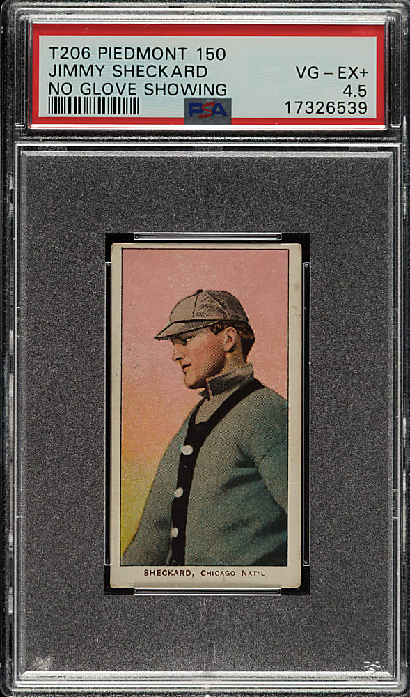 1909-1911 T206 White Border Jimmy Sheckard No Glove Showing PSA VG-EX+ 4.5