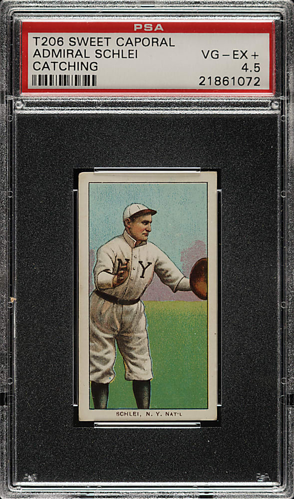 1909-1911 T206 White Border Admiral Schlei Catching PSA VG-EX+ 4.5