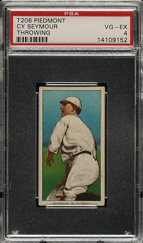 1909-1911 T206 White Border Cy Seymour Throwing PSA VG-EX 4