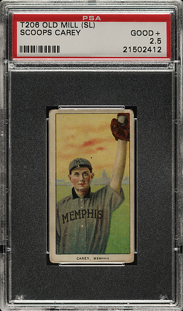 1909-1911 T206 White Border Scoops Carey Southern Leaguer PSA GOOD+ 2.5  - Old Mill  Back