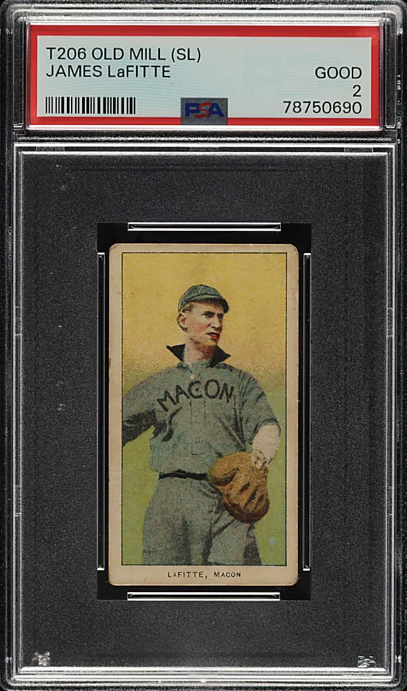 1909-1911 T206 White Border James Lafitte Southern Leaguer PSA GOOD 2  - Old Mill  Back