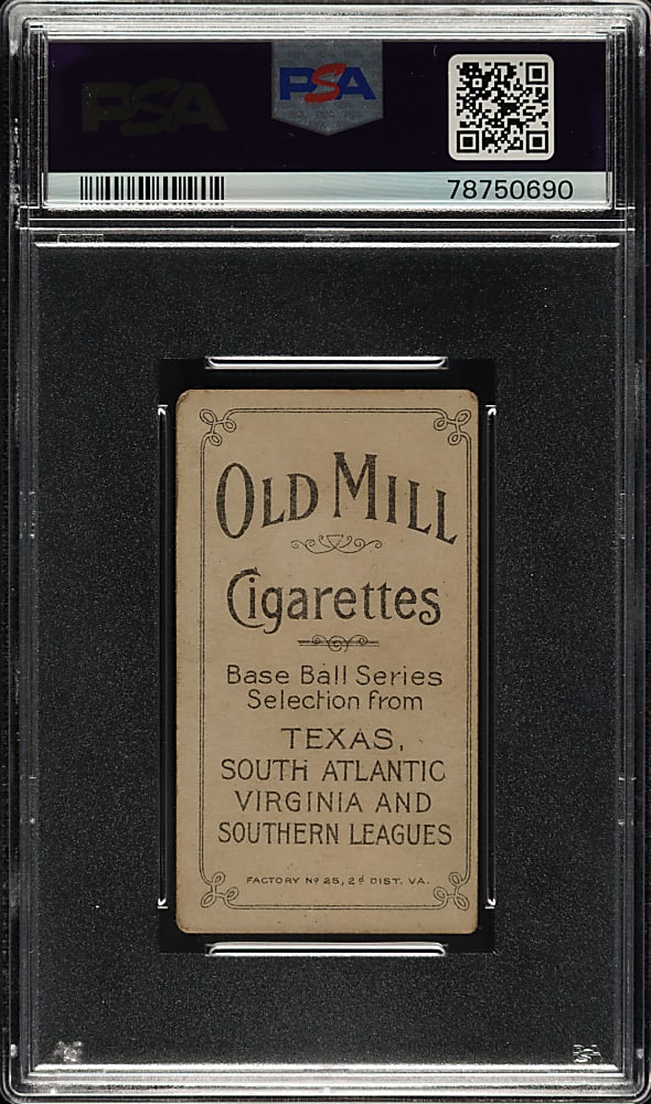 1909-1911 T206 White Border James Lafitte Southern Leaguer PSA GOOD 2  - Old Mill  Back