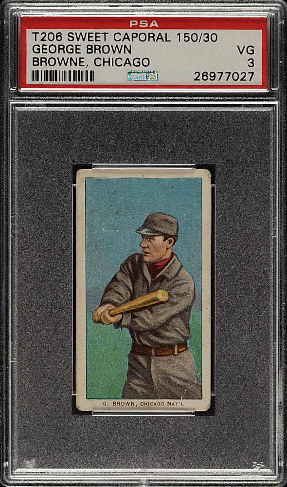 1909-1911 T206 White Border George Brown Chicago PSA VG 3