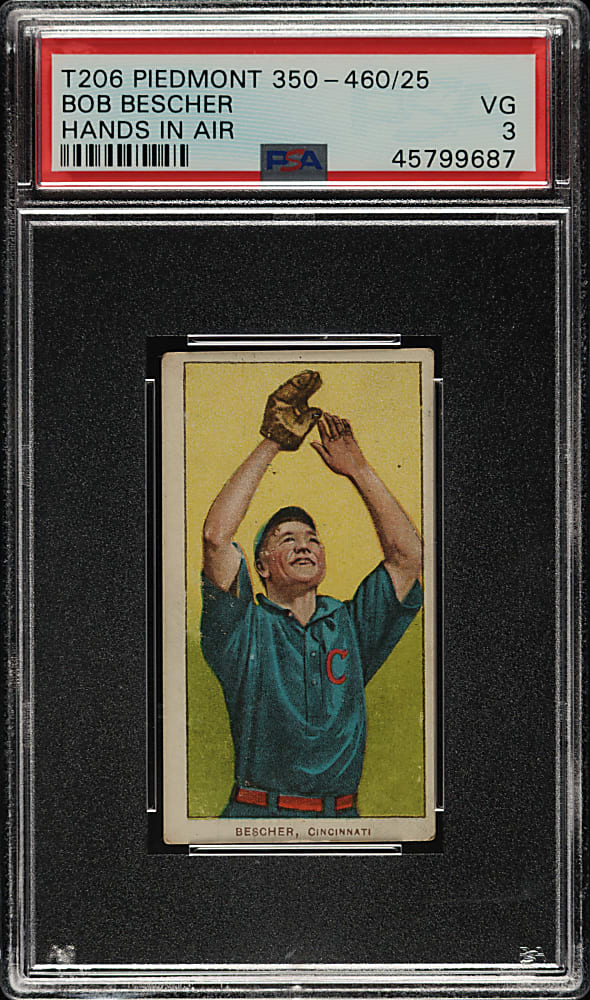 1909-1911 T206 White Border Bob Bescher Hands in Air PSA VG 3
