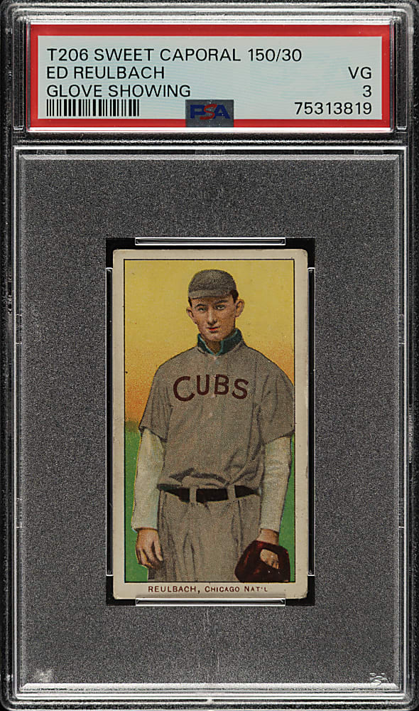 1909-1911 T206 White Border Ed Reulbach Glove Showing PSA VG 3