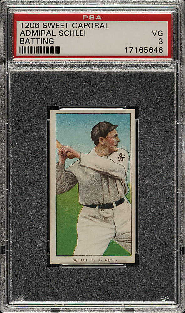 1909-1911 T206 White Border Admiral Schlei Batting PSA VG 3