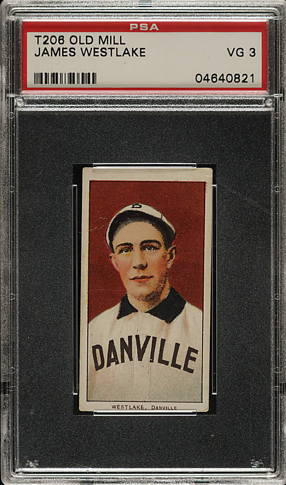 1909-1911 T206 White Border James Westlake Southern Leaguer PSA VG 3 - Old Mill Back