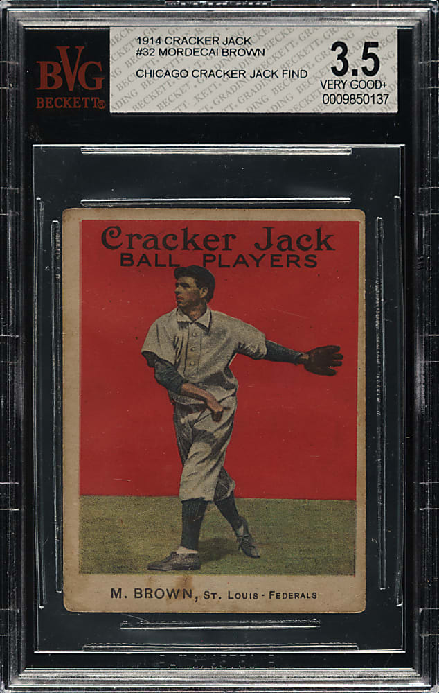 1914 E145 Cracker Jack #32 Mordecai Brown BVG VG+ 3.5