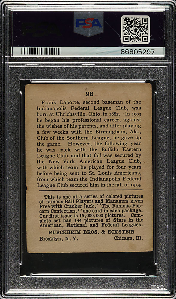 1914 E145 Cracker Jack #98 Frank LaPorte PSA POOR 1