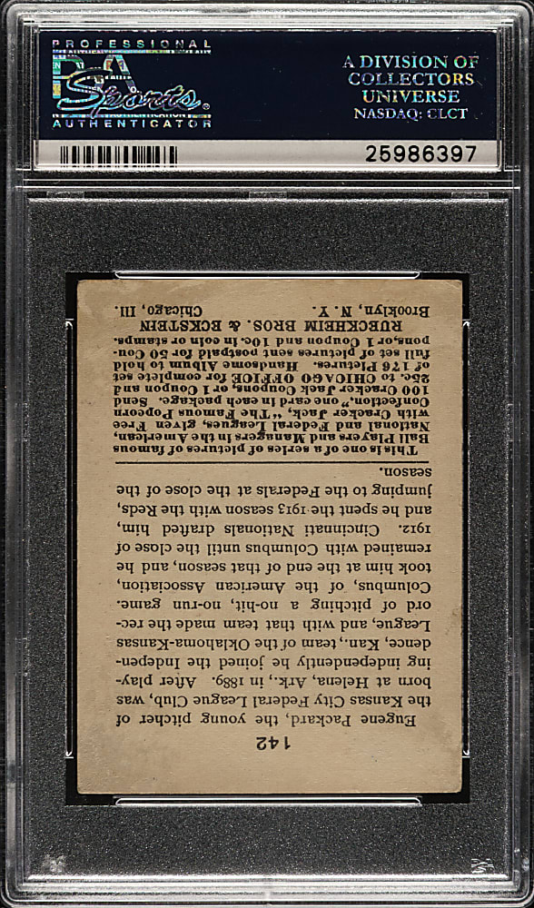 1915 E145 Cracker Jack #142 Eugene Packard PSA GOOD 2